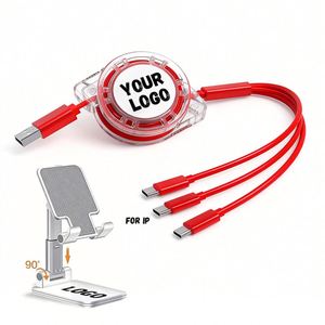 Câble de données flexible universel 3-en-1 rétractable avec logo personnalisé pour cadeaux promotionnels – Chargeur multi-téléphones en gros - Product Image 1