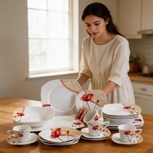 ชุดอาหารค่ำพอร์ซเลน HARVIT ลดราคาพิเศษ 47 ชิ้น ชุดเซรามิคทรงตัว <span class=keywords><strong>S</strong></span> สำหรับงานเลี้ยง - Product Image 6