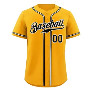 Camisetas de beisebol personalizadas com botões completos para homens, camisas de beisebol em branco simples de sublimação OEM por atacado