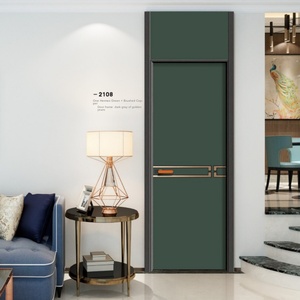 Modern carbon crystal wood interior door waterproof side open solid wood finished surface farmhouse simple design - Product Image 4