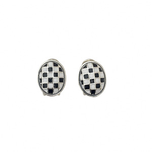 S925 Sterling Silver Checkerboard Stud <b>Earrings</b> For Women Geometric Design Everyday Wear Bezel Setting 925 Silver Ear <b>Post</b> - Product Image 5