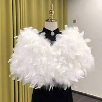 Châle d'hiver en fourrure et plumes d'autruche pour femmes, collection, chaud, personnalisé et élégant, pour banquet, châle à épaule, plume d'autruche