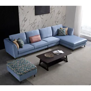 Синий диван-кровать 4 местный l-образный угловой современный матерчатый чехол для дивана с местом для хранения