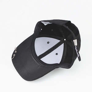 <b>Baseball</b> <b>Cap</b> Unisex Cotton White <b>Black</b> With Metal Ring Casual Hat - Product Image 3
