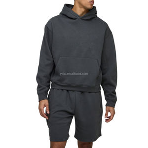 Sudaderas con capucha de diseño personalizado conjunto corto para hombres Boxy Fit sudaderas con capucha de peso pesado Casual proveedor de chándal OEM conjunto de sudaderas con capucha - Product Image 1