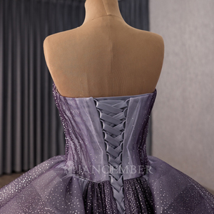 Vestido de Noche Largo de Lujo sin Tirantes Rsm251049 con Espalda con Cordones y Volantes, Vestido de Mujer Personalizable Jancember - Product Image 6
