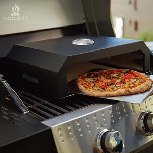 Neuer tragbarer kommerzieller 16-Zoll-Pizzaofen Edelstahl-Außen küche Holzkohle-Pizza ofen