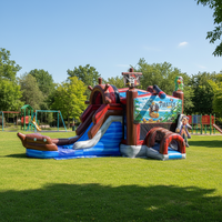 Château gonflable pirate de luxe écologique pour 12 personnes avec toboggan, qualité commerciale, pour jardin
