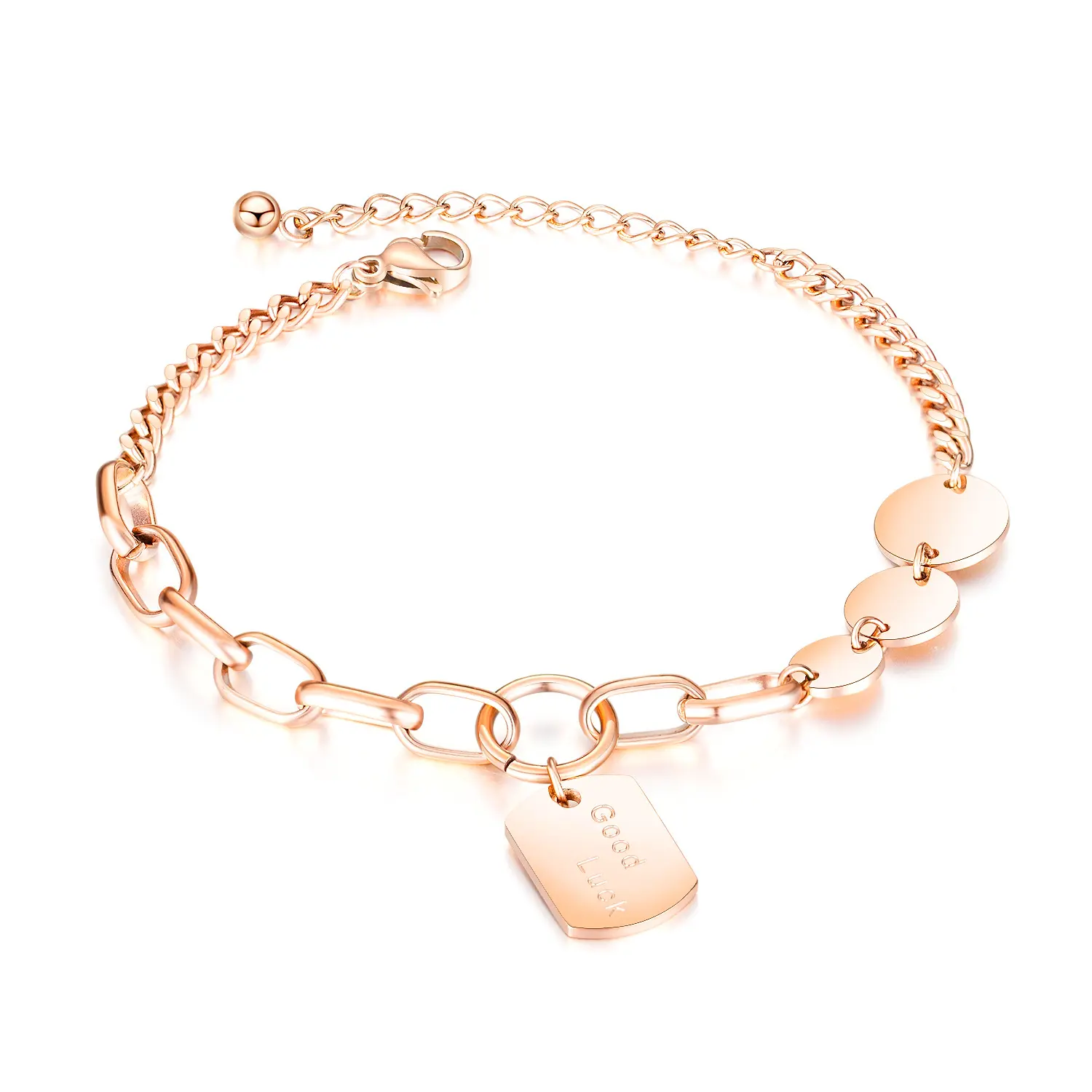 Модные браслеты с покрытием из розового золота Good Luck, женские браслеты из нержавеющей стали