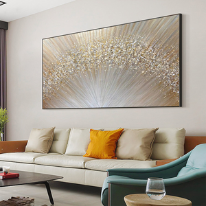 Pintura al Óleo Abstracta Grande con Textura Dorada sobre Lienzo, Pintura Acrílica Moderna Minimalista Hecha a Mano para Decoración de Pared de Sala de Estar - Product Image 2
