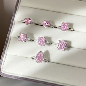 Anillos de Compromiso y Promesa de Boda con Circonita Cúbica Rosa, Accesorios de Joyería con Encanto, Regalos para Mujer - Product Image 3