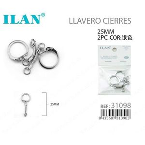 Il set di fermagli per portachiavi da 25 mm, colore argento, 2 pezzi, per la creazione di gioielli - Product Image 1