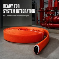 Tuyau d'incendie simple en polyester doublé PVC orange pour distribution d'eau par hydrant et pompe avec raccord