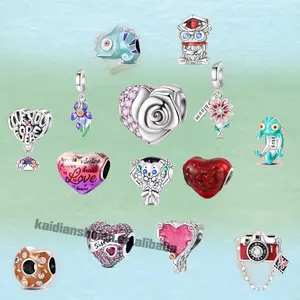 Pendentif Cœur Argenté Zircon Caméra Mode, Bijou Enfant Mignon Hibou Donut, Cadeau Personnalisé en Alliage avec Sertissage Bezel Tendance - Product Image 1