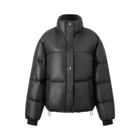 Chaqueta Acolchada Ligera para Mujer con Cuello Alto, Manga Larga, Cremallera y Botones Delanteros, con Cordón Ajustable en el Bajo, Estilo Urbano, para Combinar en Capas, OEM
