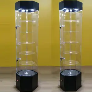 Personalizado giratoria escaparate Pantalla de vidrio transparente mostrar ronda escaparate