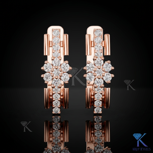 Lab Grown CVD HPHT Diamond Floral Cluster Huggie <b>Hoop</b> <b>Earrings</b> Pave 18K <b>Solid</b> Gold Fine Women's Jewelry Wedding Gift - Product Image 2