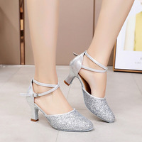Chaussures de danse latine pour femmes à talons hauts Tango Sasha Modern Flash Upper Confortables Semelle extérieure en peau de daim Performance scénique Vente en gros