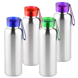 Botella de agua deportiva de acero inoxidable sin BPA de 550ml, botella duradera de medio galón para gimnasio al aire libre, cinturón de silicona, tapa de plástico con logotipo para alimentos - Product Image 6