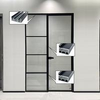 Framed Glass Partition Aluminum Frame Tempered Glass Partition Wall Removable Soundproof Divider for Office Home