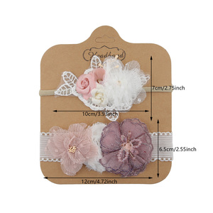 Bandeau en nylon à fleurs en dentelle de <span class=keywords><strong>luxe</strong></span> vintage Accessoires pour cheveux de bébé 2 ensembles de bandeaux élastiques souples pour bébés filles - Product Image 6