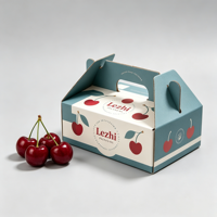 Boîte d'emballage de luxe pour cerises du Chili avec poignée, boîte cadeau en carton ondulé imperméable pour fruits, vente en gros de boîtes en papier avec poignée