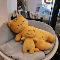 Coussin corporel en peluche chat roux de 90 cm, doux et confortable, pour le lit, soutien des jambes et sommeil réparateur, vente en gros