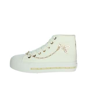 Sneakers da ragazza Patrizia Pepe bianche alte in tela, scarpe alla moda - Product Image 1