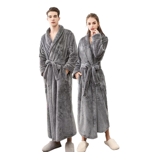 <span class=keywords><strong>Prix</strong></span> usine doux gaufré armure Robe avec poches couleur unie peignoir pour femmes hommes confortable maison porter après le bain, en gros - Product Image 5