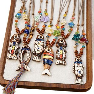 Collana in Ceramica di Jingdezhen con Pesce, Nuovo Stile Etnico Cinese, Lunga Catena in Ceramica per Maglione, <span class=keywords><strong>Accessori</strong></span> Antichi per Donne - Product Image 5