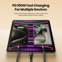 Toocki nouveau câble de charge rapide à longueur réglable 100W 1.2M câble de charge USB rétractable 2 en 1 pour Port de Type C