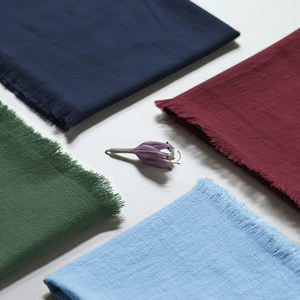 Serviettes en lin brodées confortables classiques faites à la main tissu de coton lavé à la pierre réutilisable pour la maison à manger jetable Durable - Product Image 6