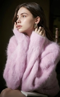 Cardigan en fausse fourrure de vison ultra-doux - Texture moelleuse luxueuse, tricot élégant vintage à col en V pour un look chic en automne et en hiver