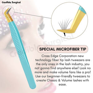 High Quality Customized Stainless Steel <b>Eyelash</b> Tweezers with Diamond Grip and Pointed Tip Custom Logo <b>Accessories</b> <b>Tool</b> - Product Image 2