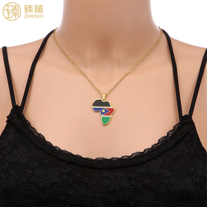 ZHENXI – collier en acier inoxydable résistant au ternissement et à <span class=keywords><strong>l</strong></span>'huile, pendentif <span class=keywords><strong>de</strong></span> <span class=keywords><strong>carte</strong></span> <span class=keywords><strong>de</strong></span> drapeau <span class=keywords><strong>de</strong></span> la république africaine du sud du qatar pour femmes et hommes - Product Image 3