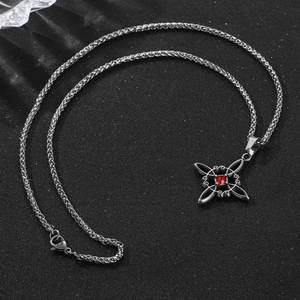 Chinese Style <b>Titanium</b> Steel Pendant Red Stone Cross Necklace For Men And Women Fashion Jewelry Gift SP984 - Product Image 4