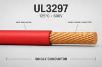 Fil UL3297 XLPE haute température 18-16AWG, conducteur toronné en cuivre nu 125 ° C 600V UL758