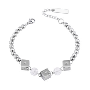 Unisex <b>Titanium</b> Steel Beaded Dice Necklace Geometric Ball Shape Hip Hop Punk Style Fashion Jewelry XYB0067 - Product Image 5