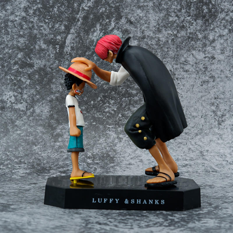 18cm Anime hình Luffy Shanks chạm vào đầu mô hình trang trí hành động hình