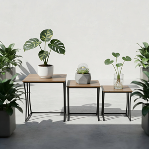 Table d'appoint moderne à base de métal <span class=keywords><strong>noir</strong></span> robuste 3 pièces pour salon salle à manger chambre cuisine maison bar meubles de maison - Product Image 3