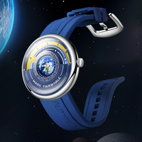 Reloj de Cuarzo para Hombre Mark Fairwhale de 43.5 mm, Acero Inoxidable, 3ATM Resistente al Agua, Correa de Goma, Reloj Deportivo con Esfera Sol y Luna FW-5700