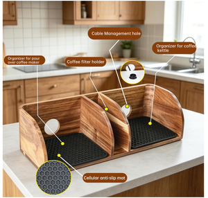 Organizador de Barra de Café de Madera de Acacia Personalizado, Soporte para <span class=keywords><strong>Cafetera</strong></span> Chemex, Portafiltros de Papel para Café, para Encimera - Product Image 5