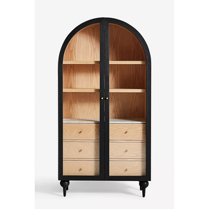 Meubles de salon de luxe faits à la main de style milieu du siècle porte en verre dessus en marbre <span class=keywords><strong>armoire</strong></span> de <span class=keywords><strong>rangement</strong></span> à trois tiroirs - Product Image 2
