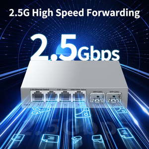 สวิตช์เครือข่าย6 GB พอร์ต2.5GB, พอร์ต RJ45 4x2.5G, สวิตช์อัปลิงค์อีเธอร์เน็ตแบบสล็อต2X10G สวิตช์แบบไม่มีการจัดการ - Product Image 2