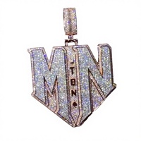 Pendentif personnalisé en lettres capitales, moissanite taille baguette, argent sterling 925 plaqué or, certifié par un tiers, pendentif hip-hop pour homme