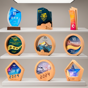 Personalisierte polierte Holzplatte mit Kristall-Stern-Trophäe UV-bedruckt als Souvenir oder Modellprodukt - Product Image 3