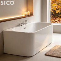 Baignoire autoportante en acrylique renforcé de fibre de verre et résine, blanche, pour bain froid profond, 1,7/1,8 m