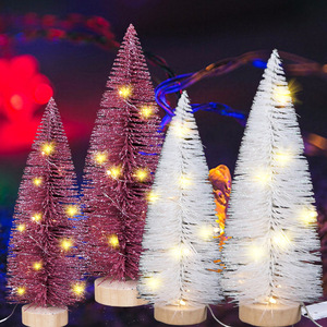 Standing Plastic Mini <b>Christmas</b> <b>Tree</b> with Rose-Red White Edged LED Lights and Pine Needle Powder Sprinkling <b>Table</b> Decorations - Product Image 2