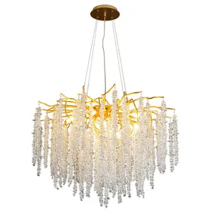 Ceiling Lamp Bedroom Modern Luxury Golden Pendant Light Crystal Chandelier For Living Room