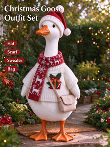 Déguisement de Noël pour oie de porche, ensemble chapeau de Père Noël, écharpe et pull, pour statue d'oie de jardin, décoration de vacances pour extérieur, jardin et cour - Product Image 4